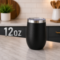 12oz Black Wine tumbler with sliding lid cover