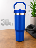 30oz water bottle Royal Blue with flip sip and straw