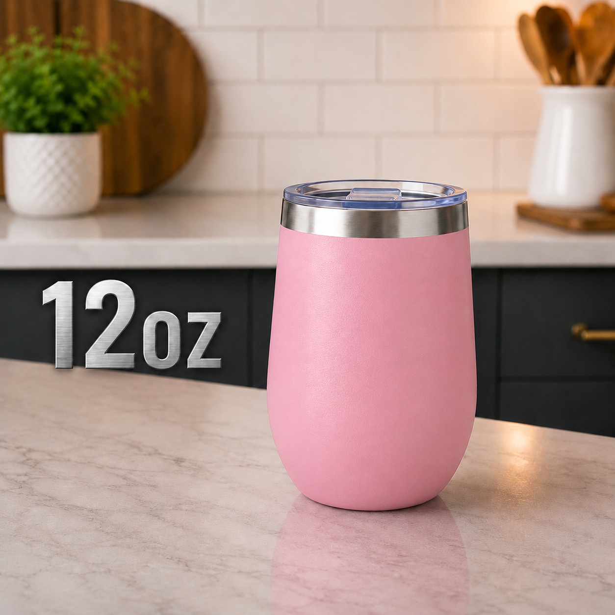 12oz Pink Wine tumbler with sliding lid cover