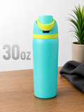 30oz dual opening Teal Water Bottle with straw