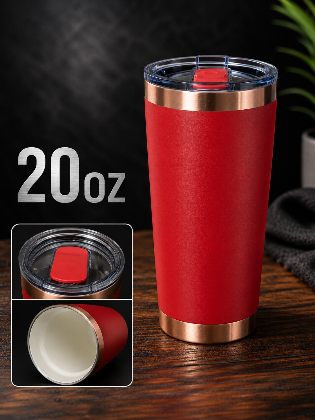 20oz stainless steal Tumbler Red /copper bronze with ceramic lining