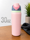 30oz dual opening Light Pink Water Bottle with straw