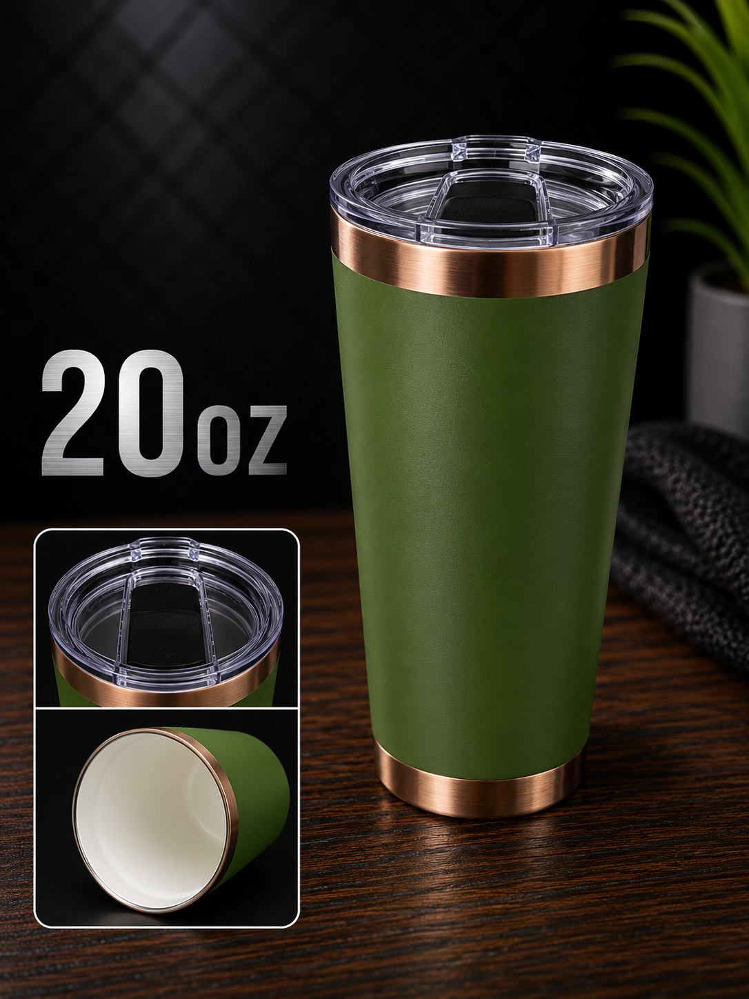 20oz stainless steal Tumbler Military Green /copper bronze with ceramic lining