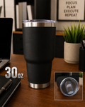 30oz Black tumbler with sliding lid cover