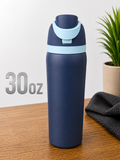 30oz dual opening Navy Blue Water Bottle with straw