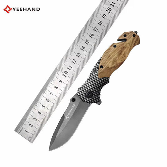 Folding knife with olive wood handle