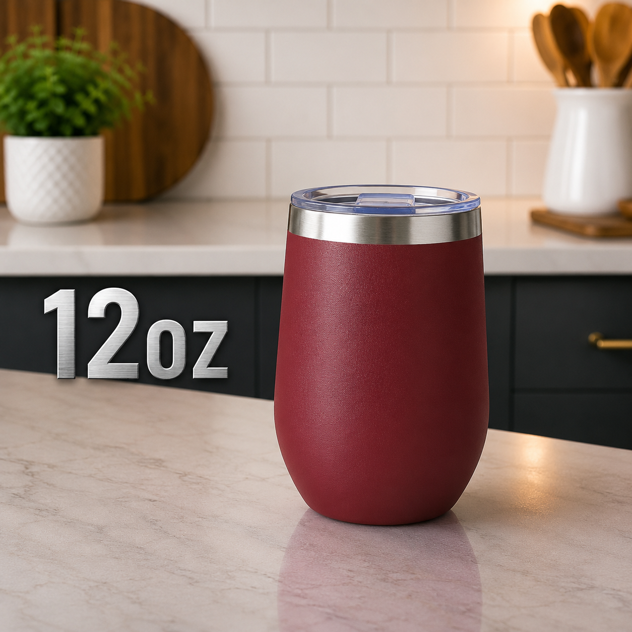 12oz Burgundy Red Wine tumbler with sliding lid cover