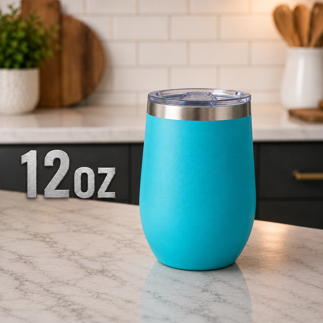12oz Teal Wine tumbler with sliding lid cover
